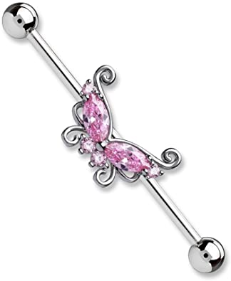 pink butterfly barbell