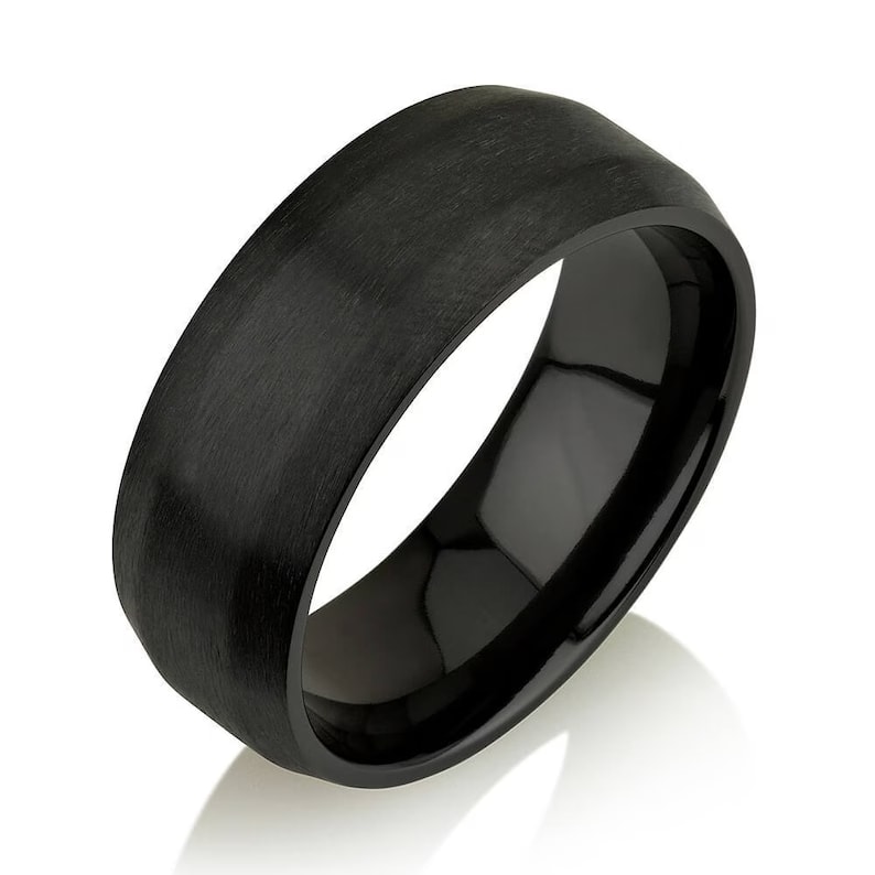 classic beveled black zirconium ring