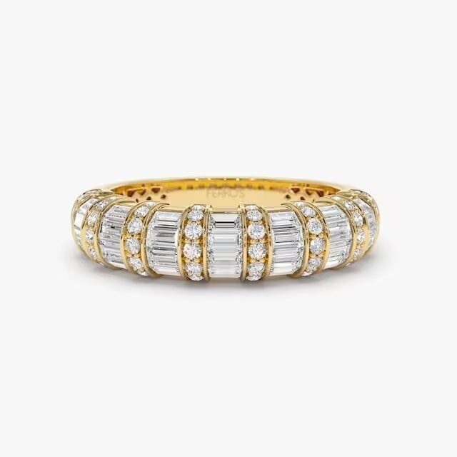 dome baguette diamond ring