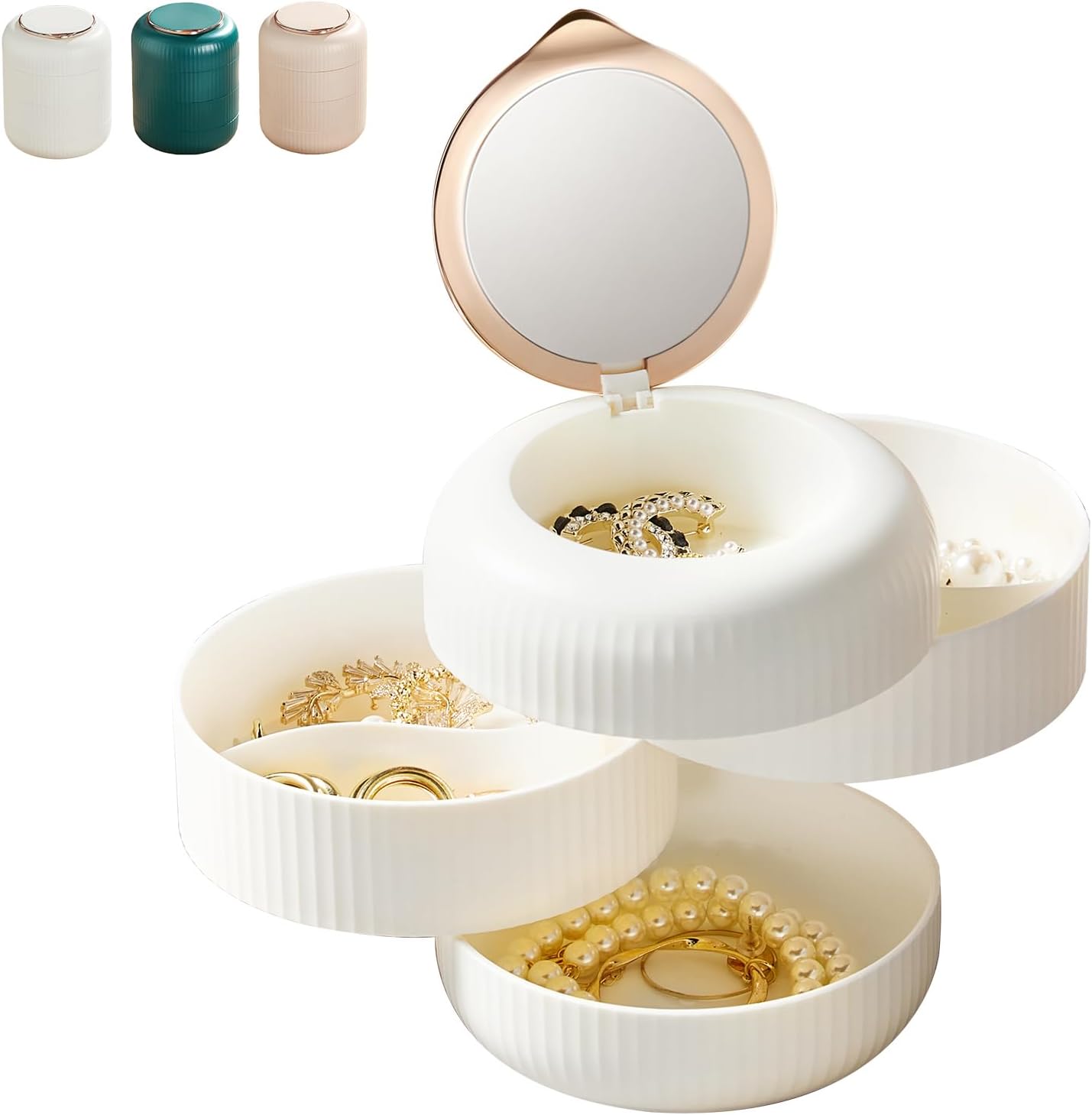 rotating accessory organizer with jewelries inside