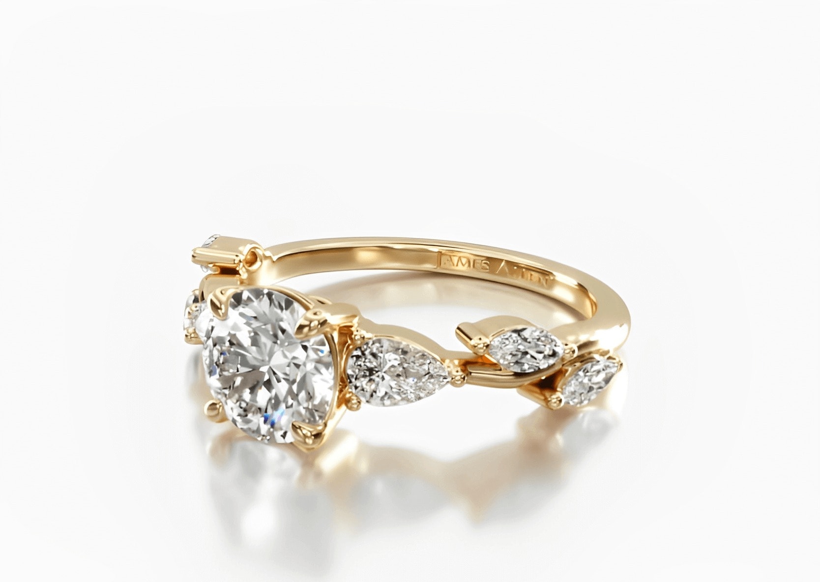 14k yellow gold and diamond engagement ring