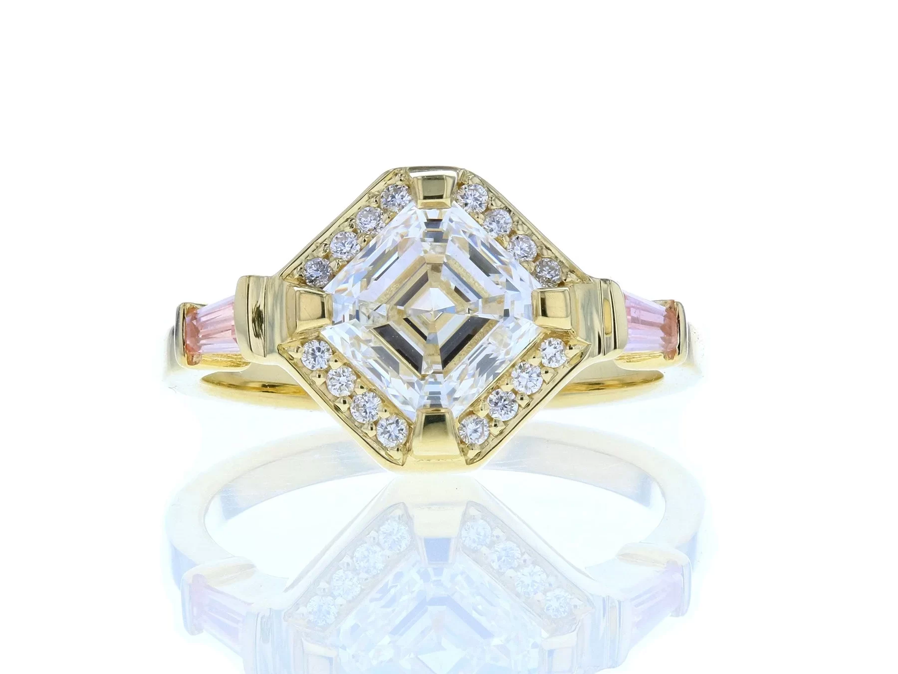 art deco engagement ring in yellow gold setting