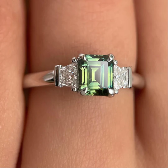 art deco inspired sapphire engagement ring