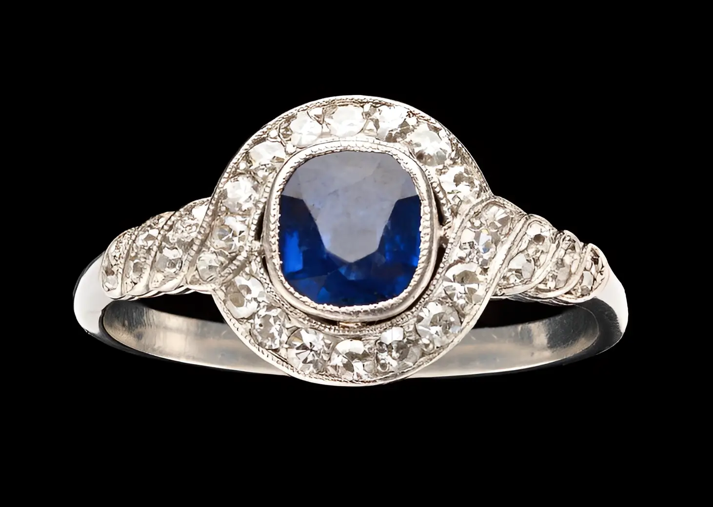 art deco sapphire diamond ring