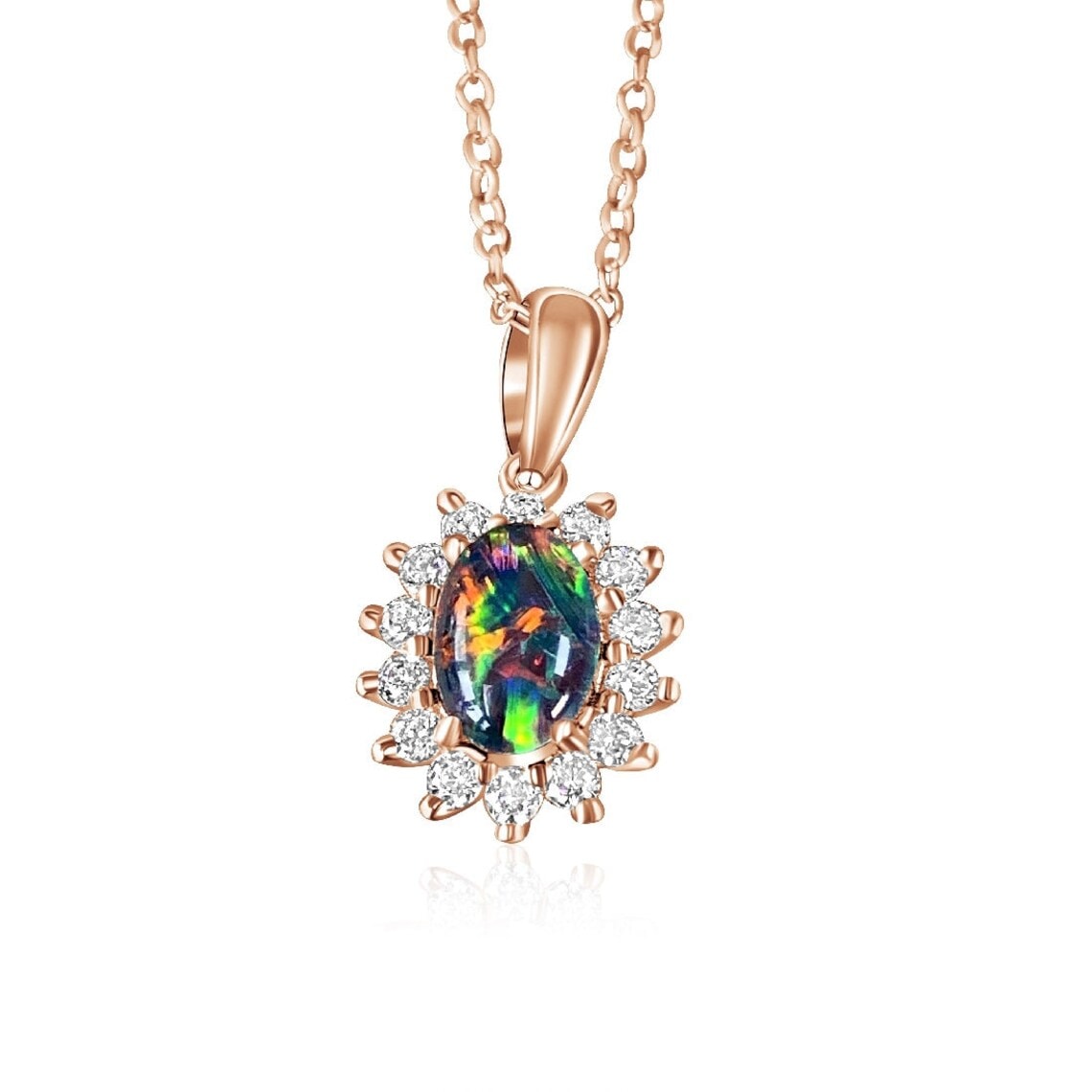 australian opal floral necklace
