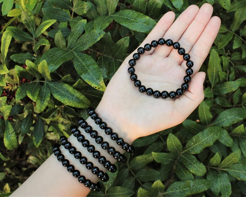 black obsidian bead bracelets
