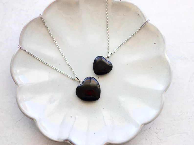 black obsidian heart necklaces