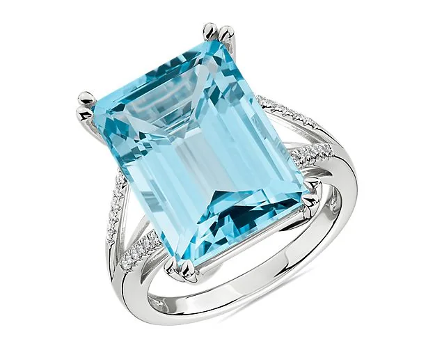 blue topaz and diamond cocktail ring