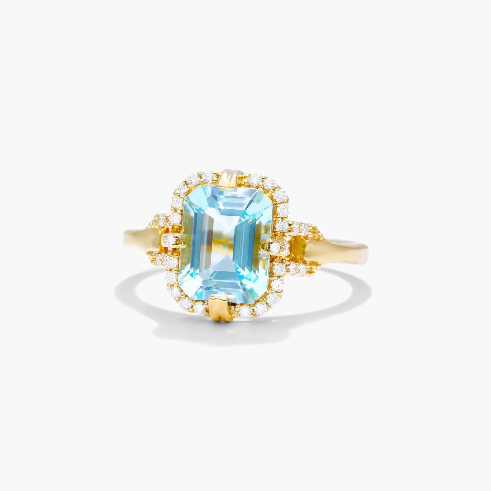 blue topaz diamond halo ring