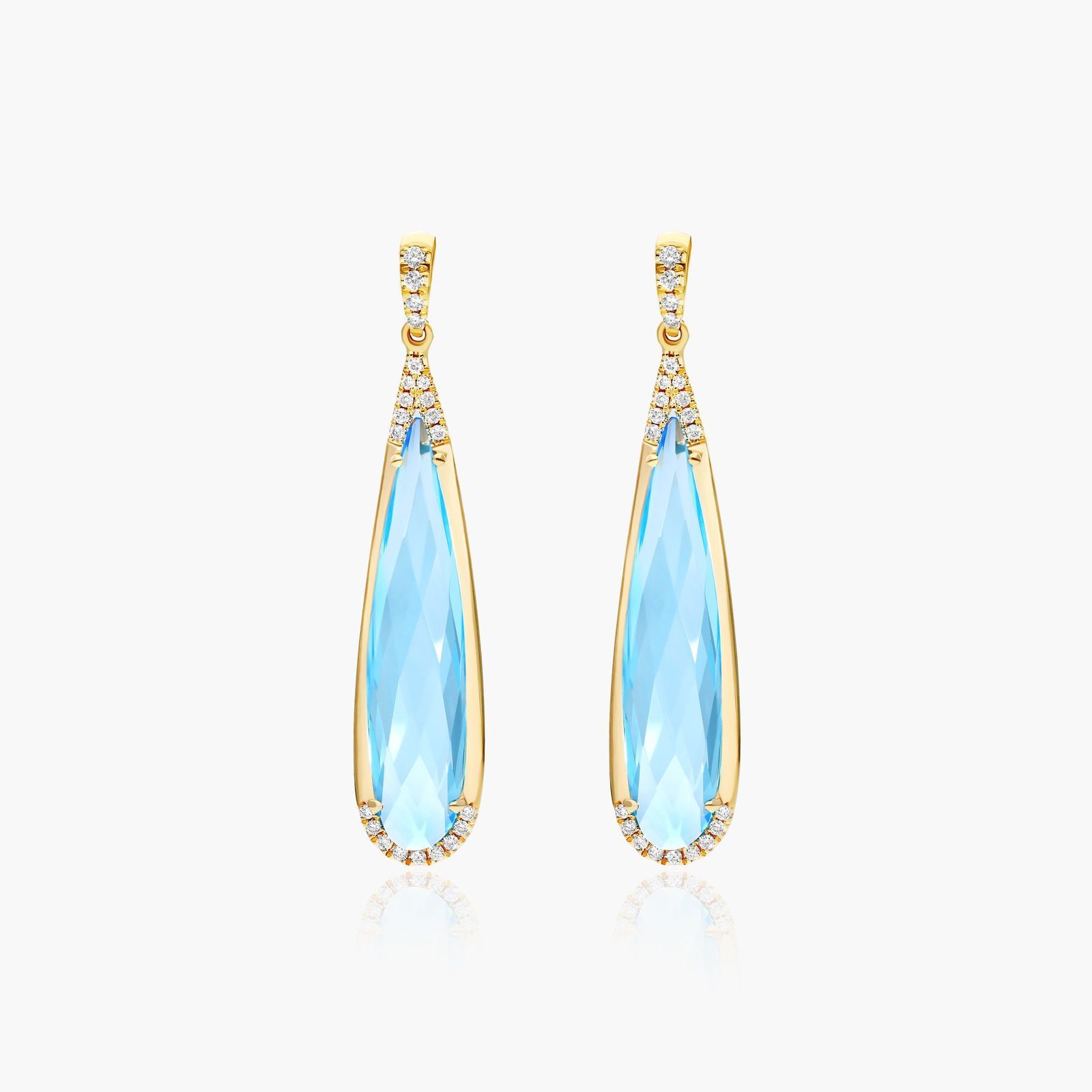 blue topaz elongated pear earrings