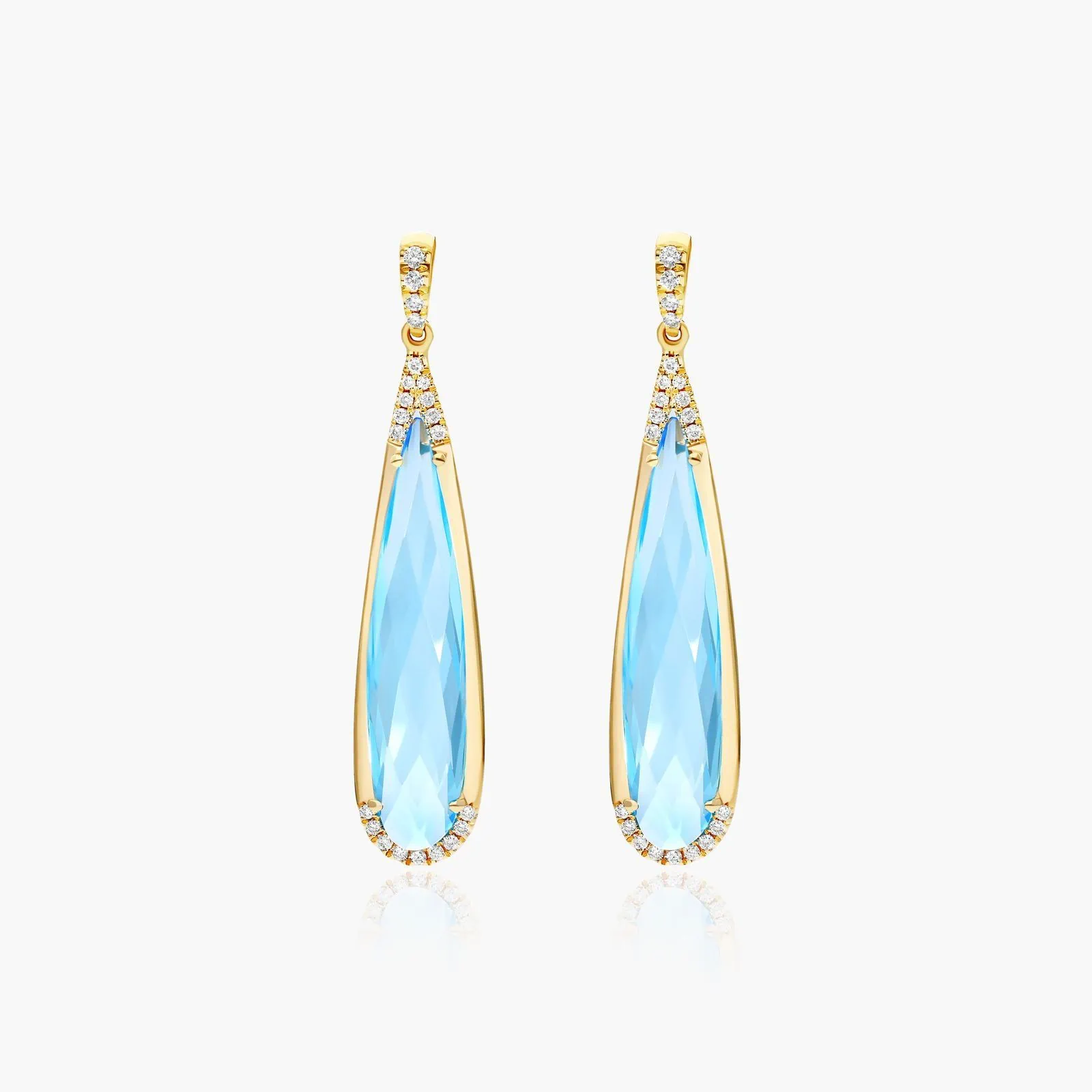 blue topaz elongated pear earrings