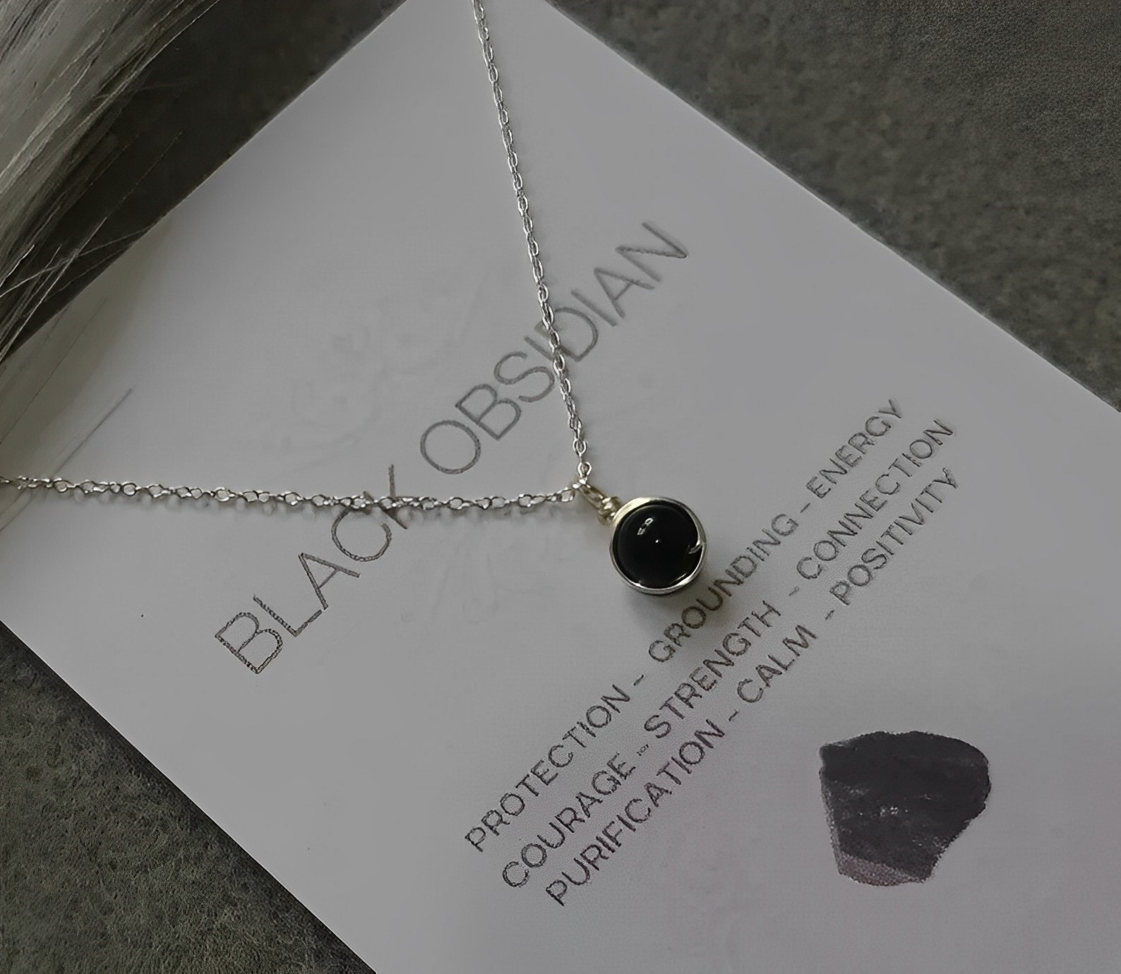 dainty black obsidian necklace