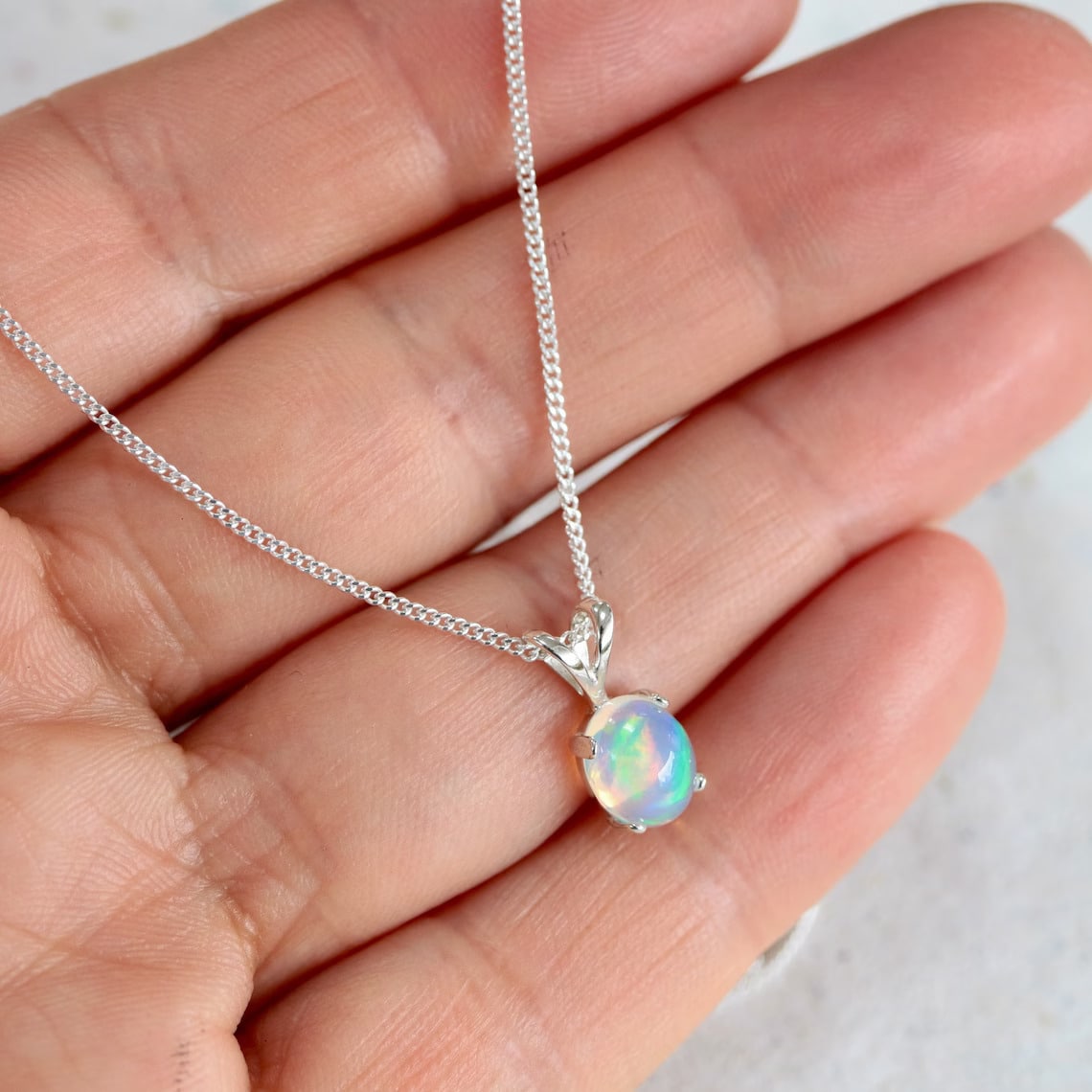 dainty ethiopian opal necklace
