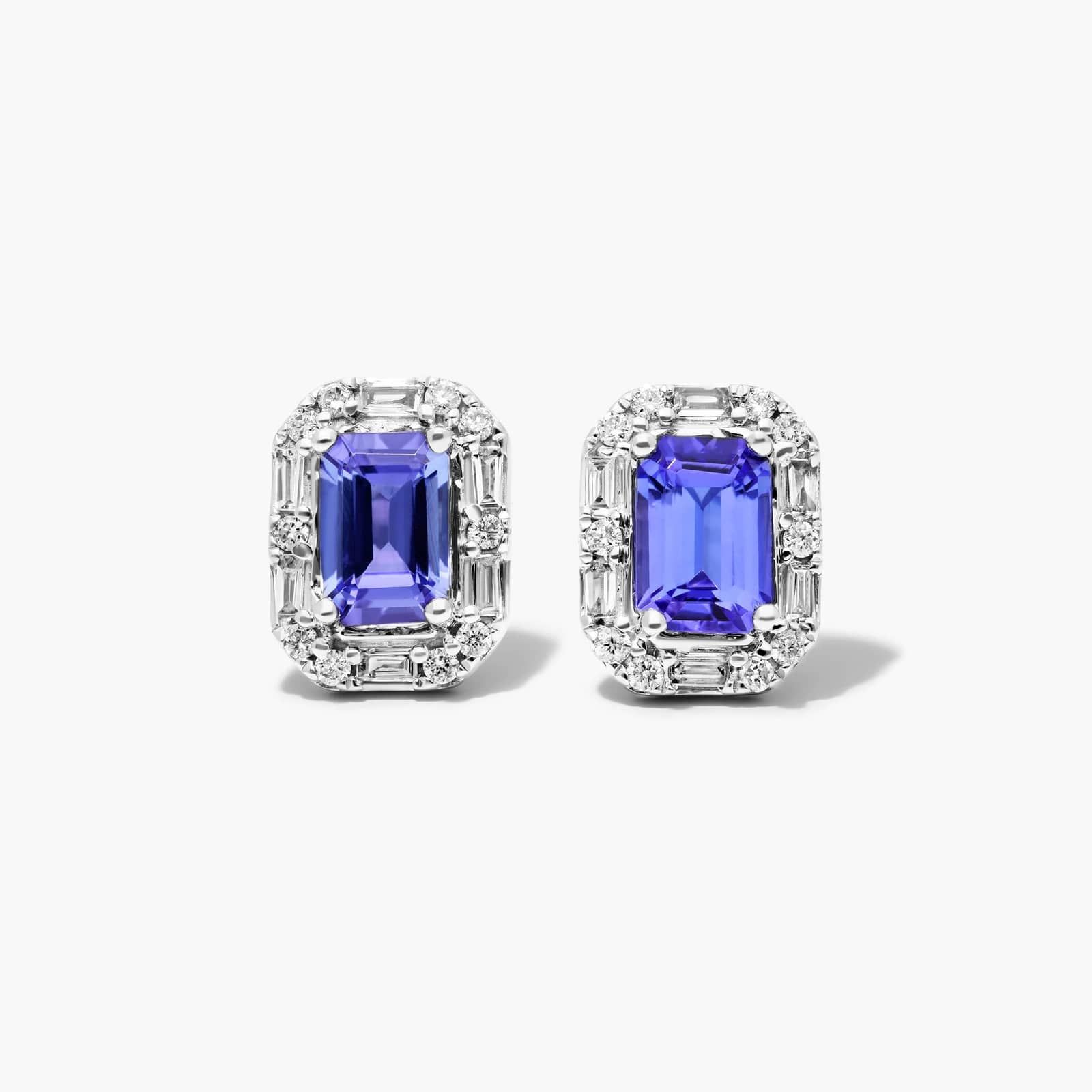 diamond halo tanzanite earrings
