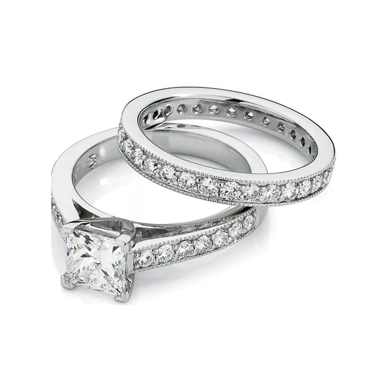 diamond engagement and wedding ring set