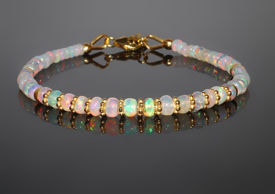 ethiopian opal beaded bracelet