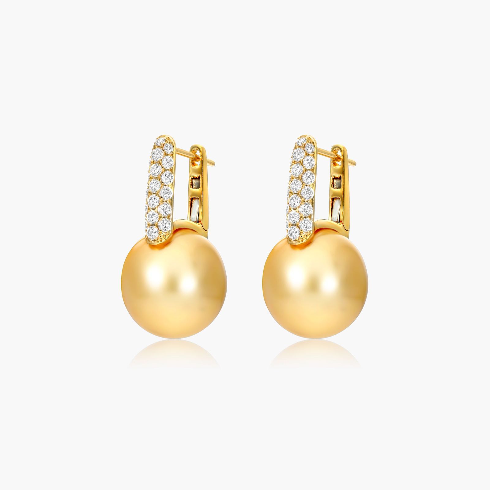 golden south sea pearl and diamond earrings