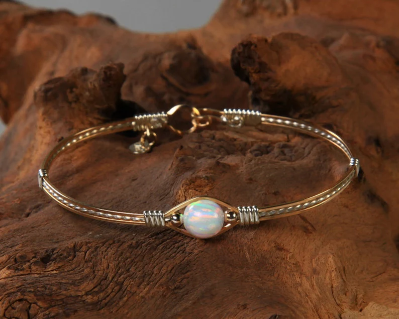minimalist synthetic opal bracelet