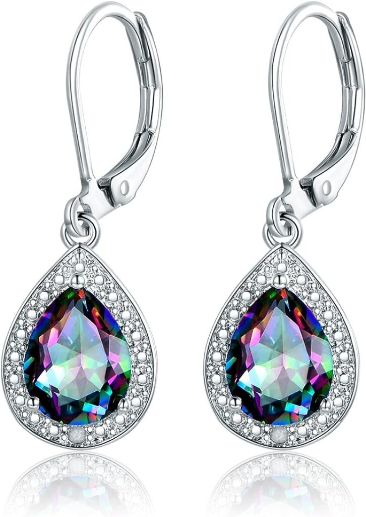 thumbnail image 2 of 18K Yellow Gold Filled Green Mystic Topaz Teardrop Dangle Earrings – Leverback 2 of 4