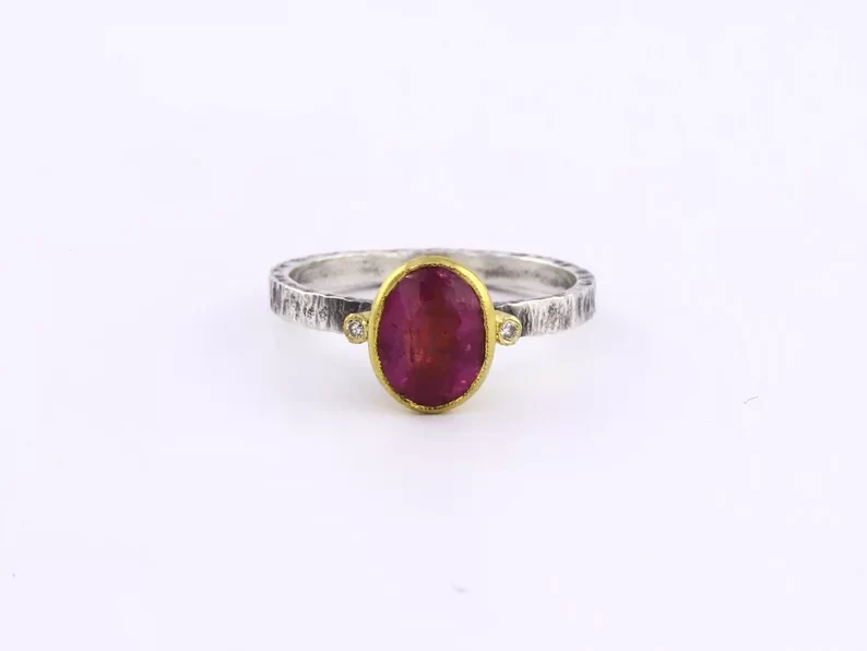 natural glass filled ruby ring