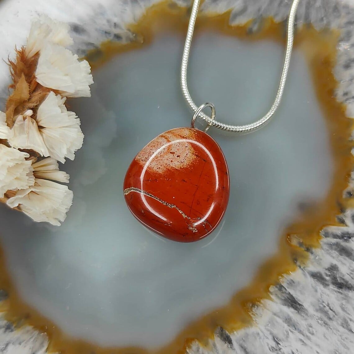 natural red jasper pendant necklace