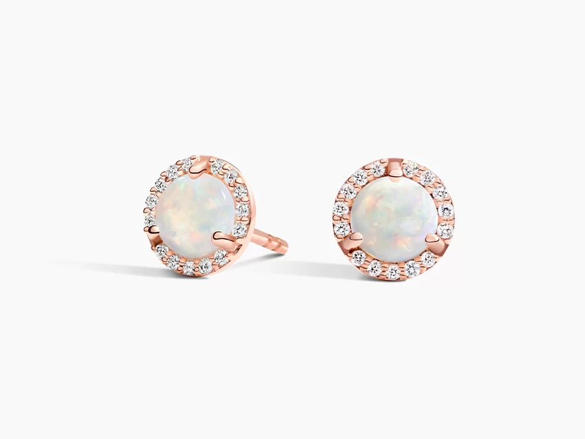 opal halo diamond earrings