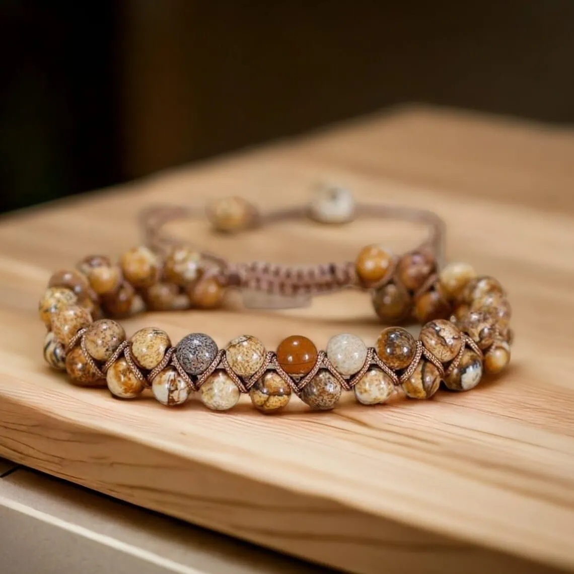 picture jasper beaded bracelet