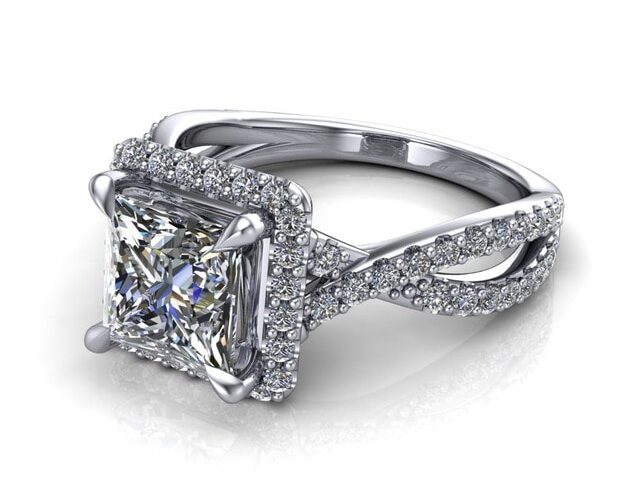 princess cut diamond engagement ring in white gold setting