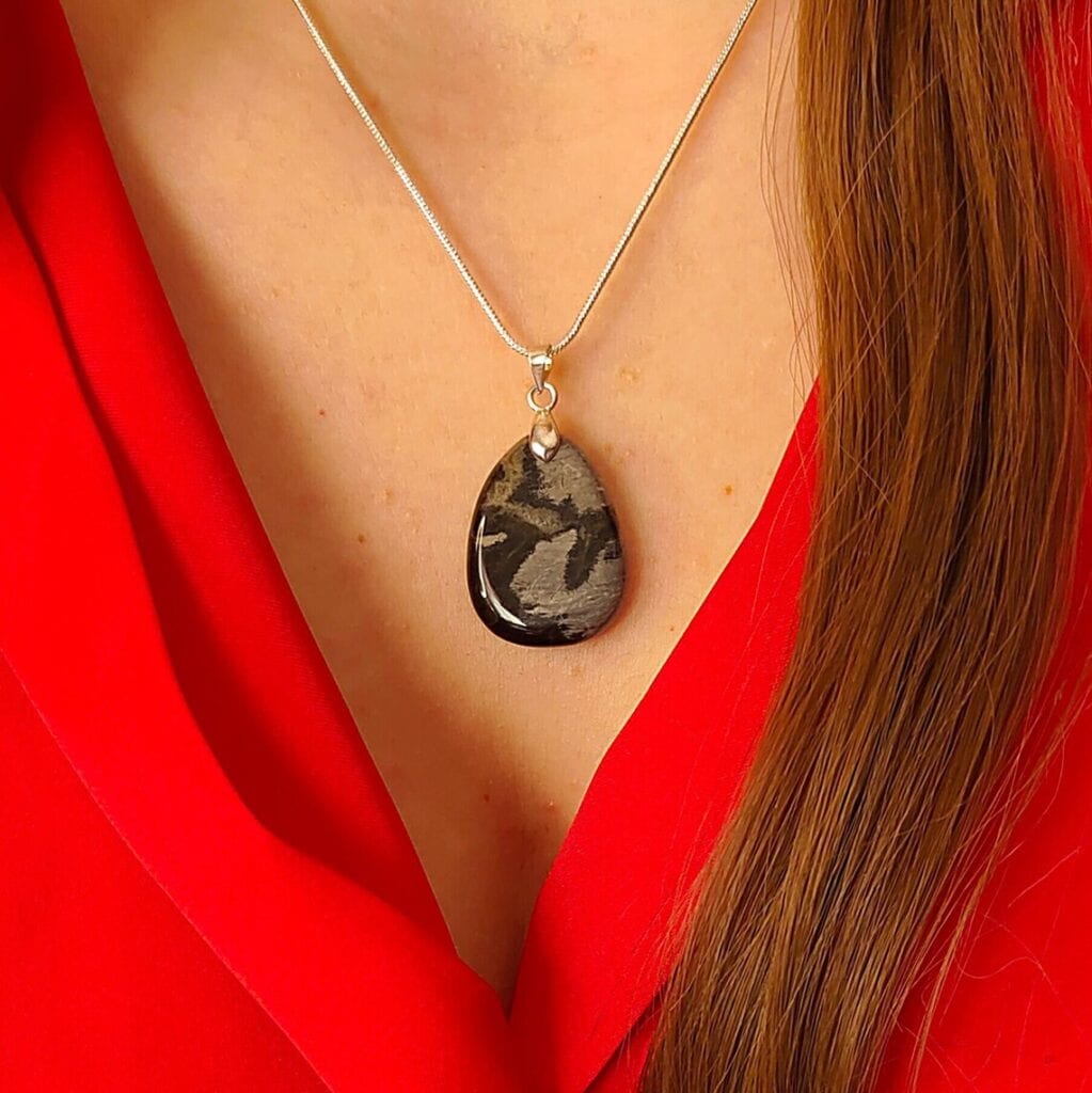 silver leaf jasper pendant