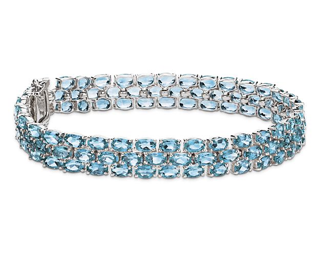 trio oval blue topaz bracelet