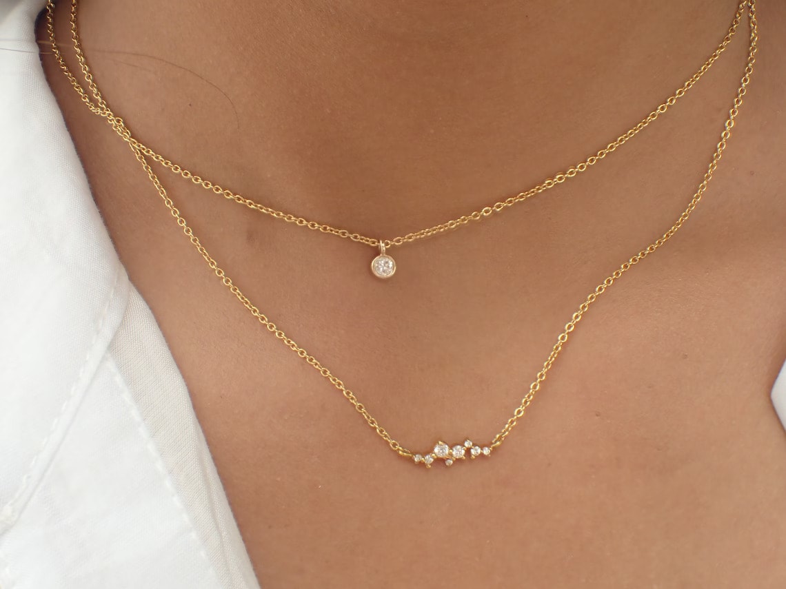white sapphire cluster necklace