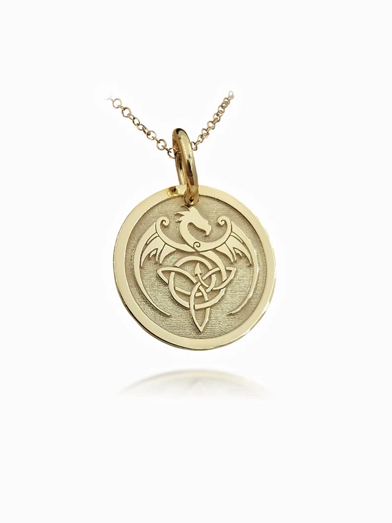 celtic dragon knot pendant necklace