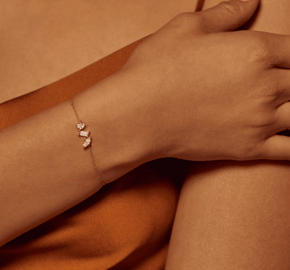 cluster diamond bracelet on the wrist