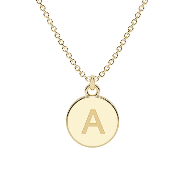 yellow gold engravable coin necklace