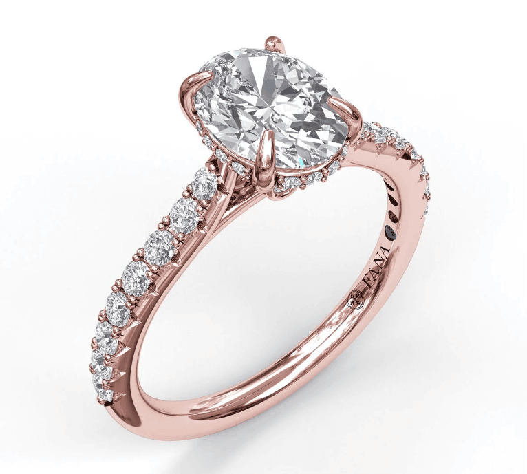 oval hidden halo pave diamond engagement ring