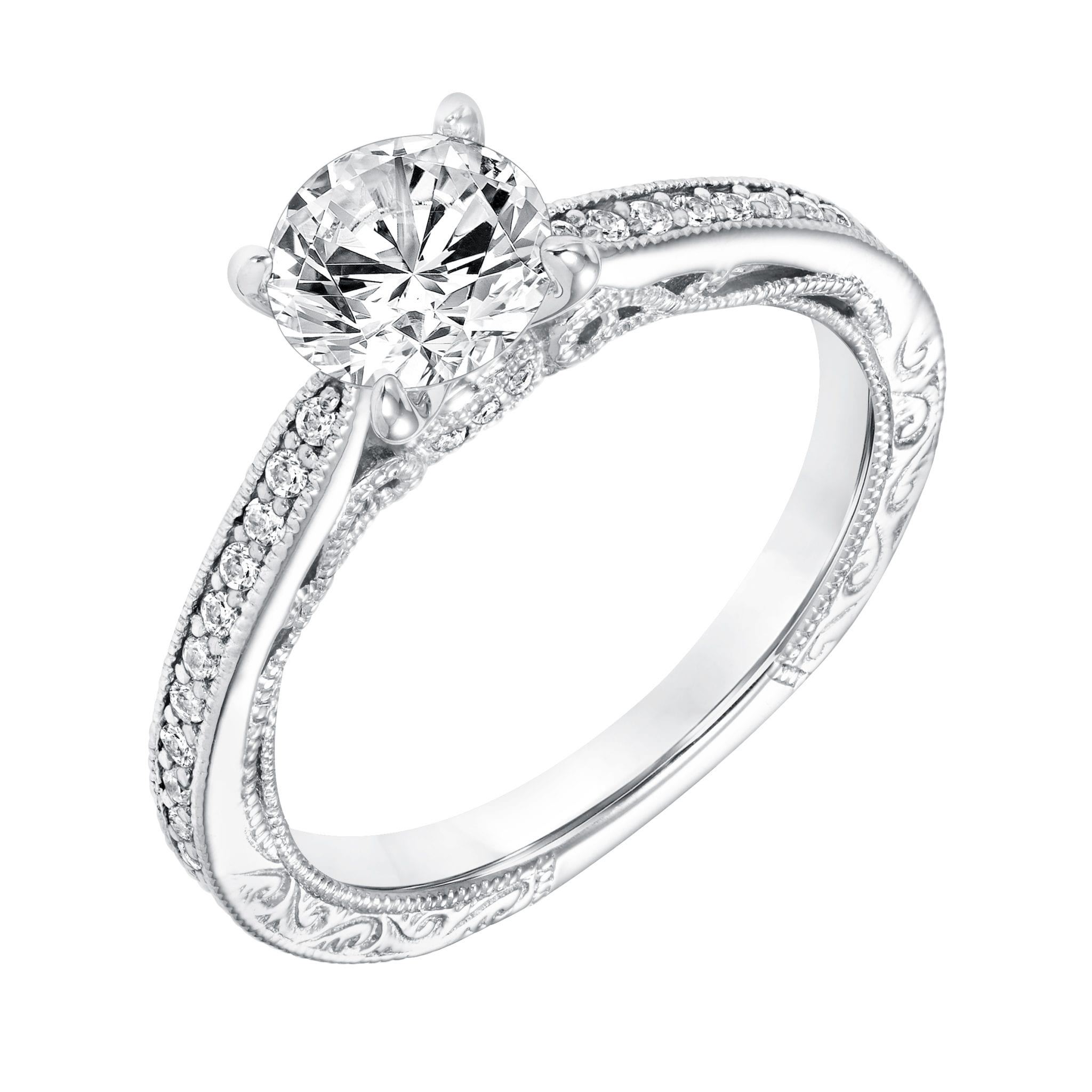 filigree and milgrain diamond engagement ring