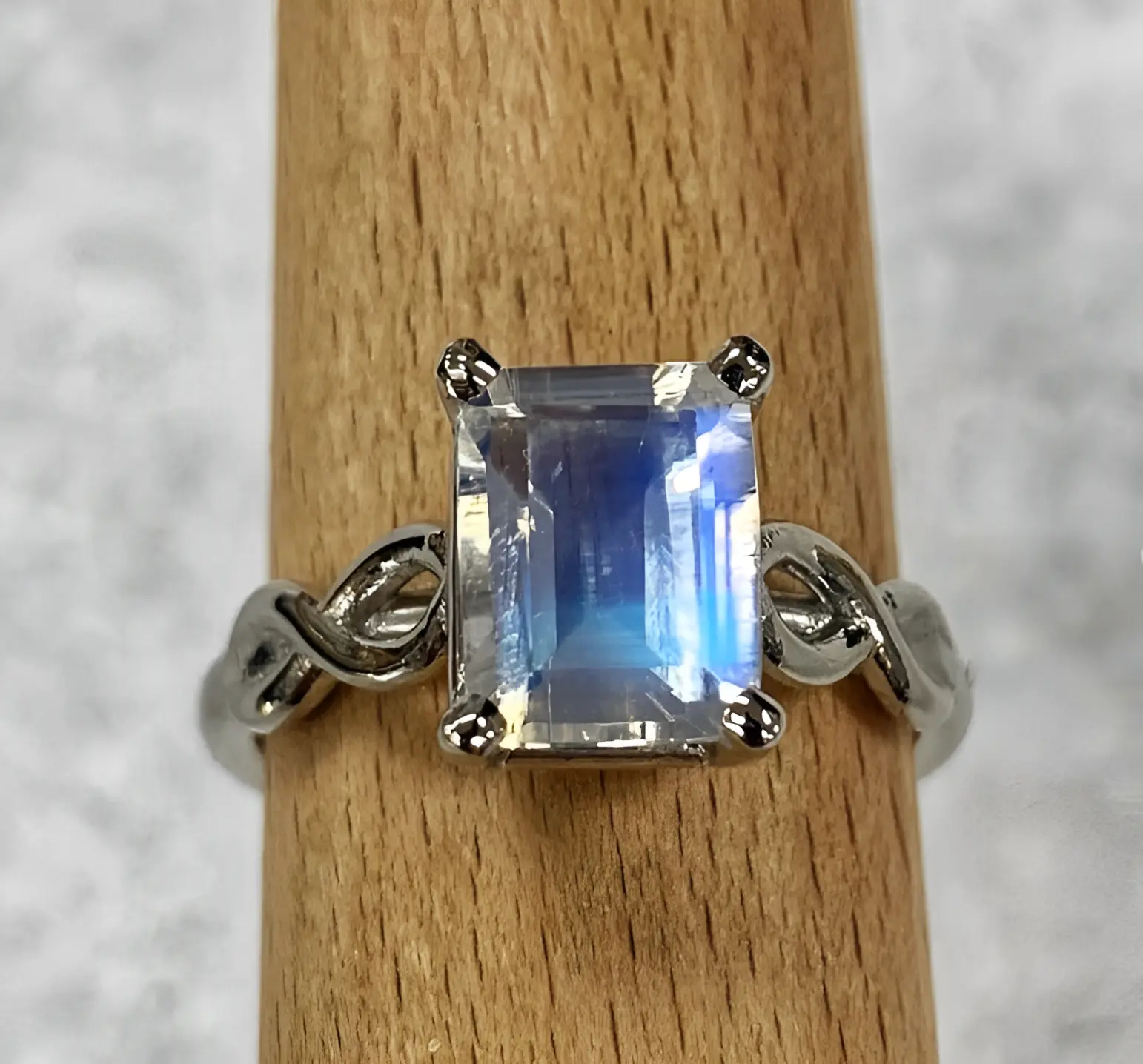 moonstone and platinum engagement ring