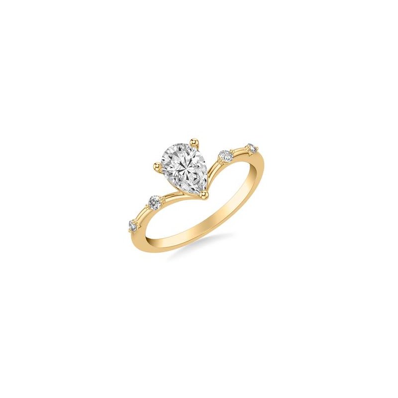 pear shape diamond in v shape engagement ring