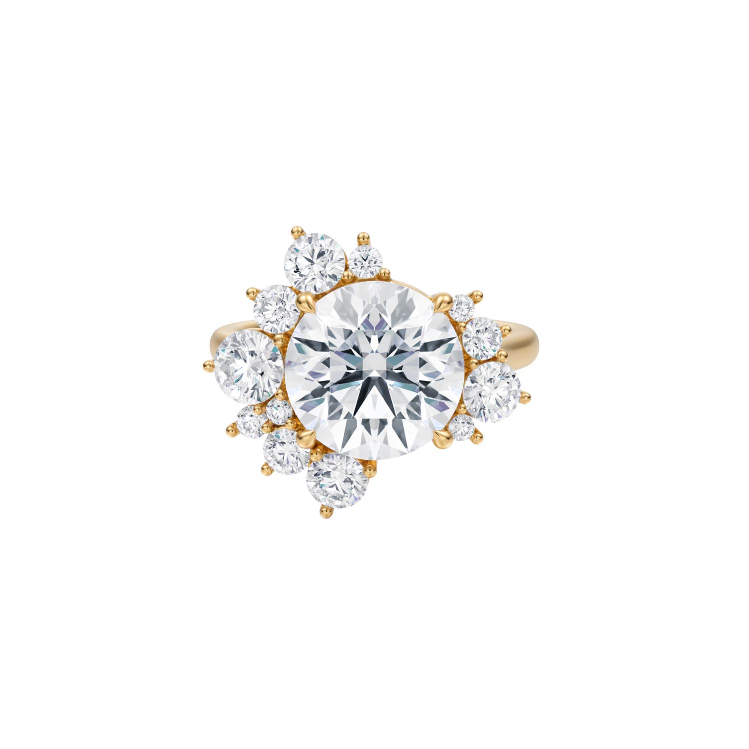 round starbust style engagement ring