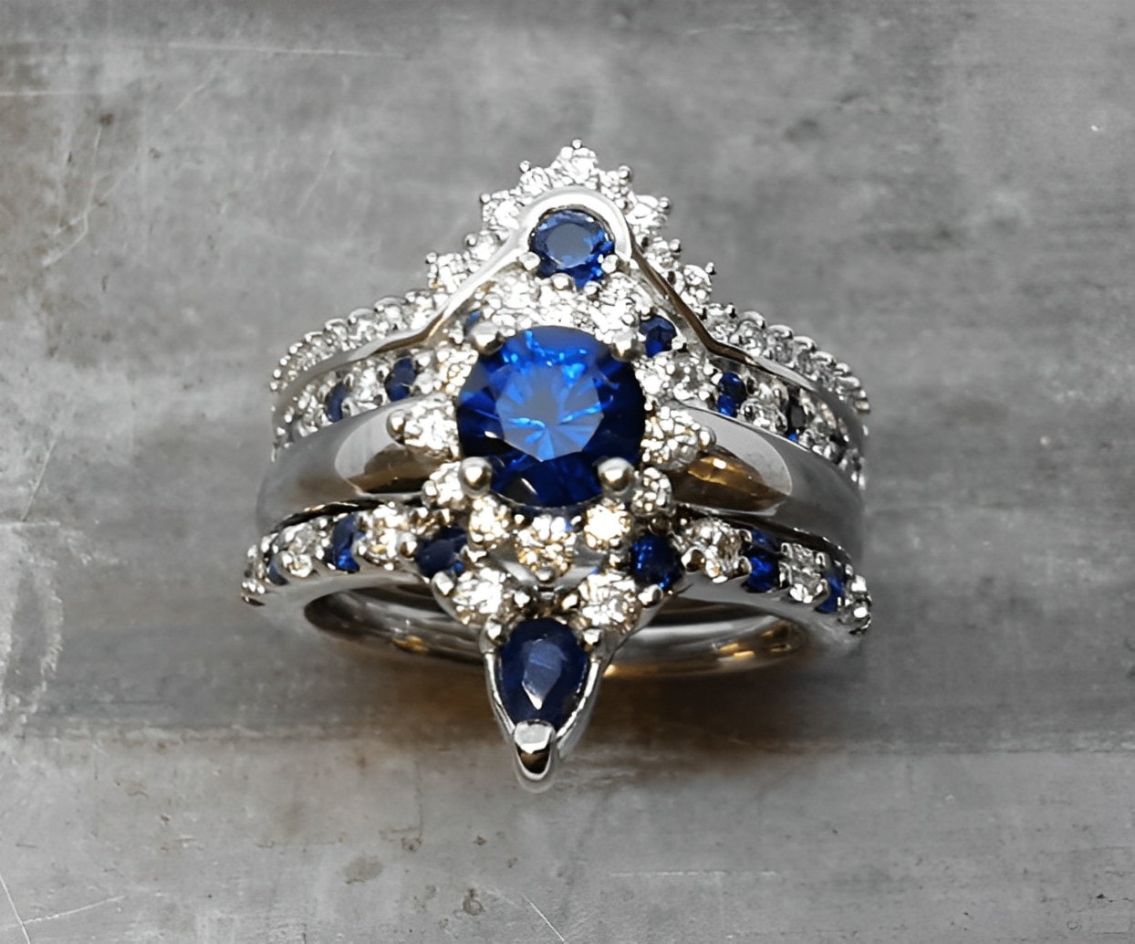 blue sapphire diamond engagement ring