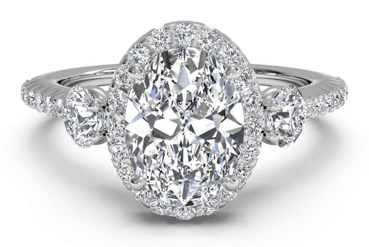 three-stone diamond engagement ring