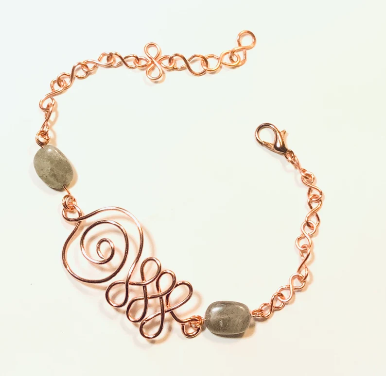 unalome bracelet with labradorite gemstone