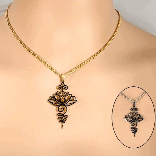 gold and silver unalome lotus necklace