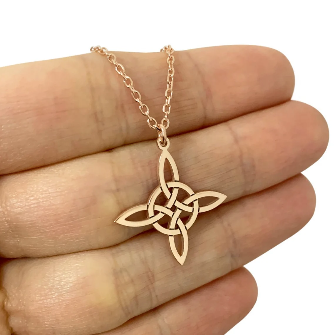 rose gold witch knot necklace