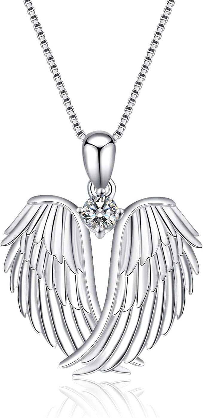 angel wings birthstone necklace
