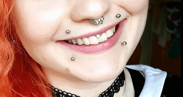 canine bites lip piercing