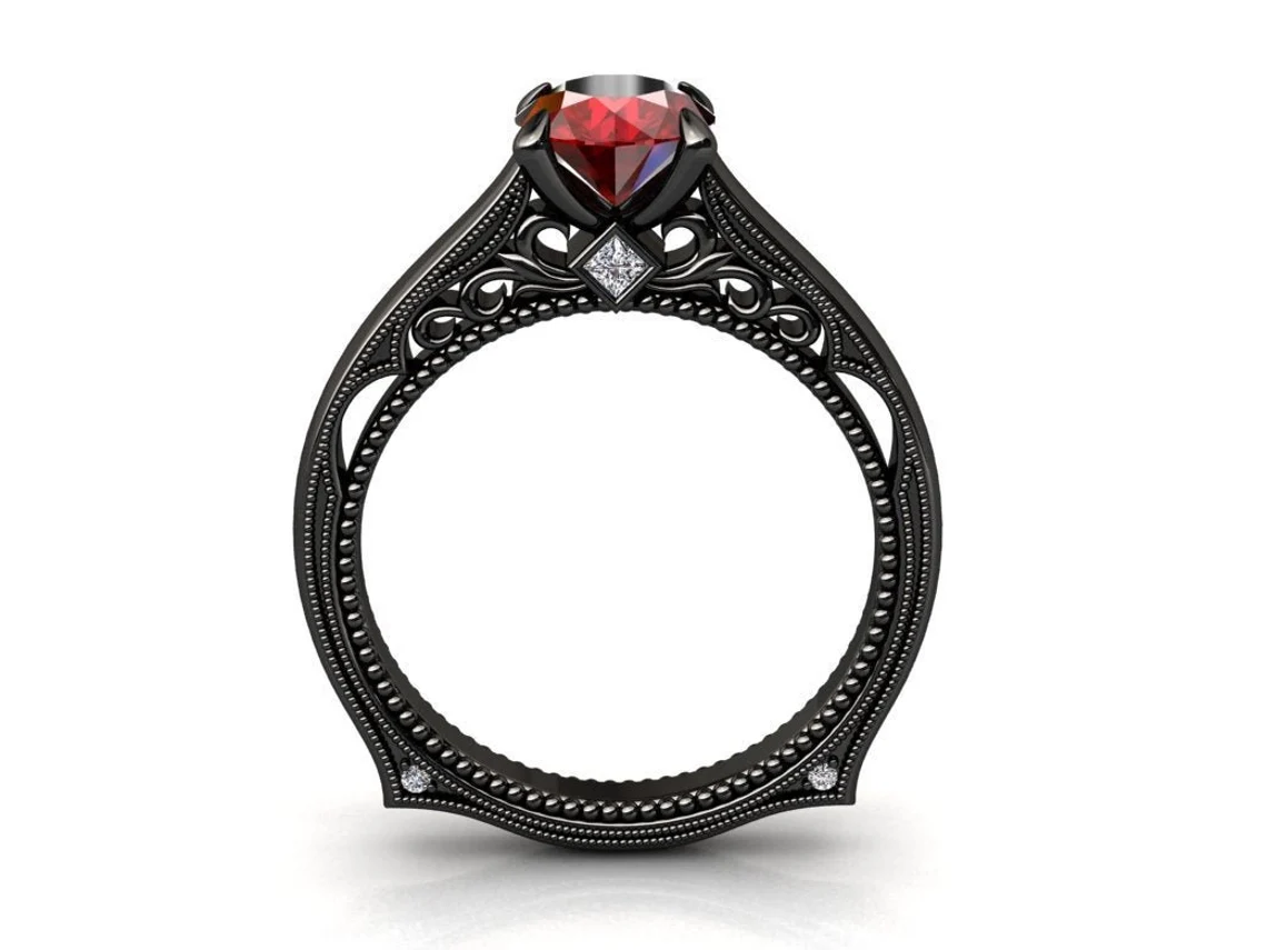 ruby gemstone euro shank engagement ring