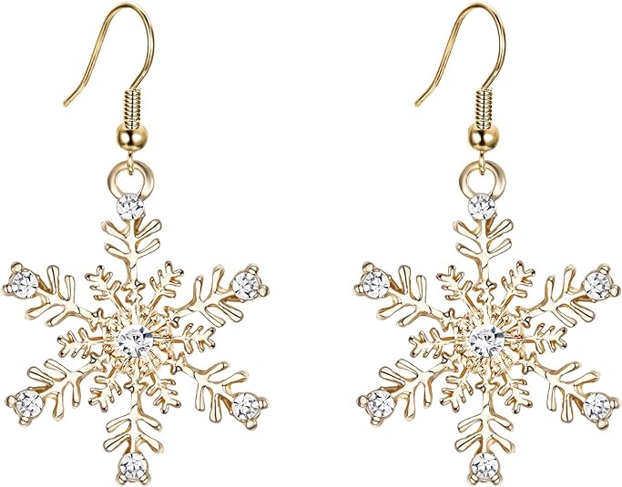 snowflake gold hook earrings