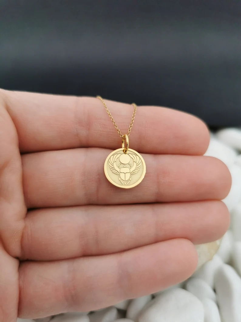 Gold Egyptian Scarab Necklace
