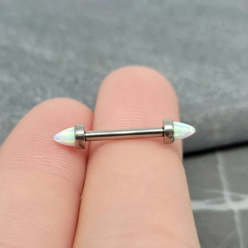 Opal Spike Straight Barbell Bridge Piercing